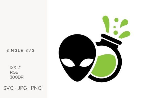 Alien Head & Lab Flask: Graphics for Editorial Illustrations