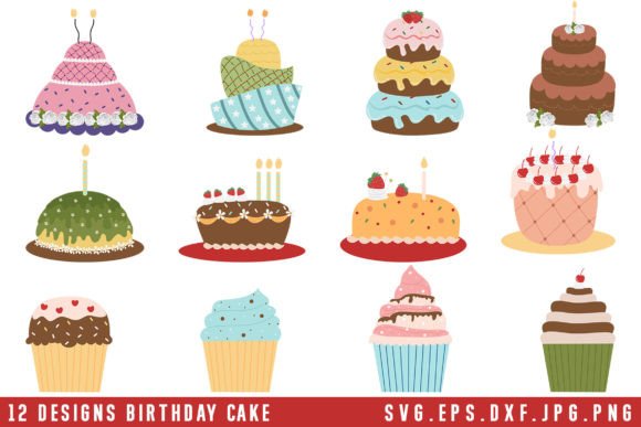 Birthday Cake SVG Bundle – Graphics and Illustrations