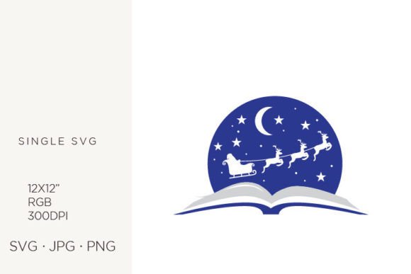 Book and Santa Claus Sky Sledge Graphics