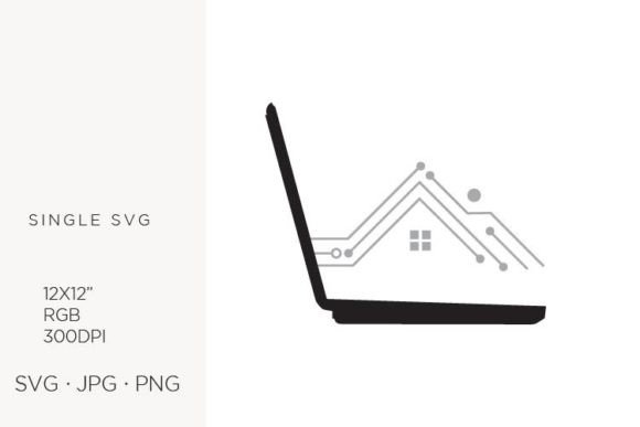 Circuit Board House and Laptop Graphics