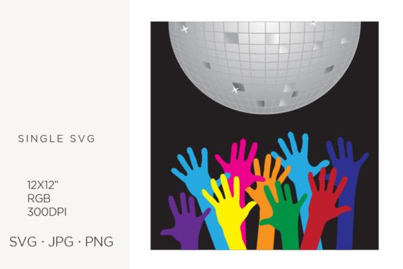 Colorful Hands and Disco Ball Graphics