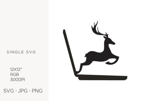 Deer Jump from Laptop Screen, Vector Graphics