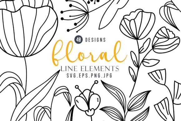 Floral Line Clipart Bundle: Graphics & Illustrations for Digital Sellers