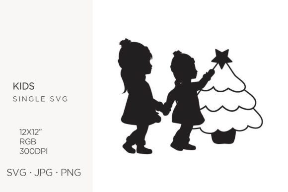 Girls in Winter Cloth and Christmas Tree Graphics