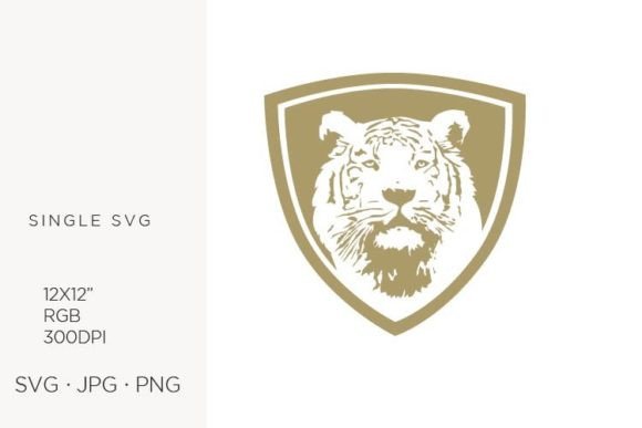 Gold Tiger Shield, Vector Logo Icon