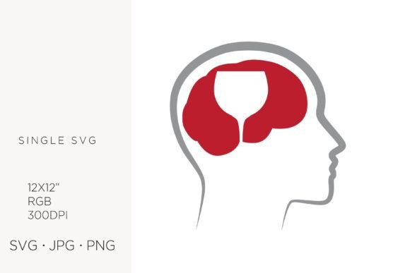 Graphic Design Asset: Glass of Wine Inside Human Head