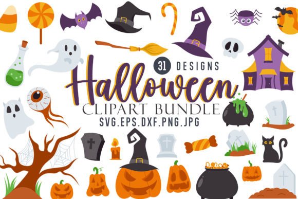 Halloween Clipart Bundle in Flat Style