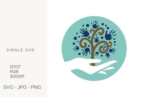 Hand Holding Abstract Tree Graphics