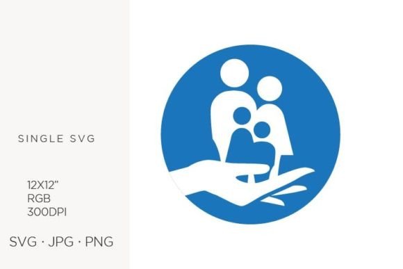 Hand Holding Miniature Human Family Graphics