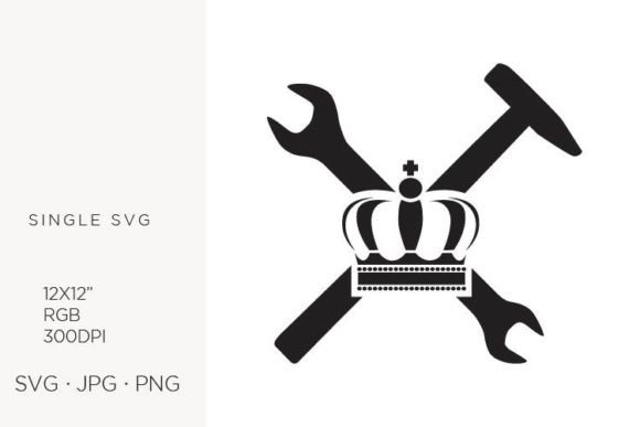 King Crown with Wrench and Hammer Graphics