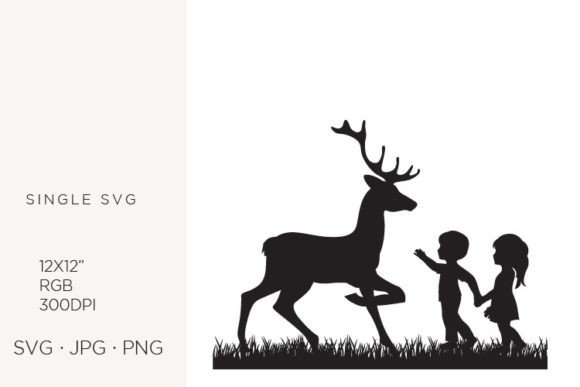Little Boy and Girl with Deer Graphics