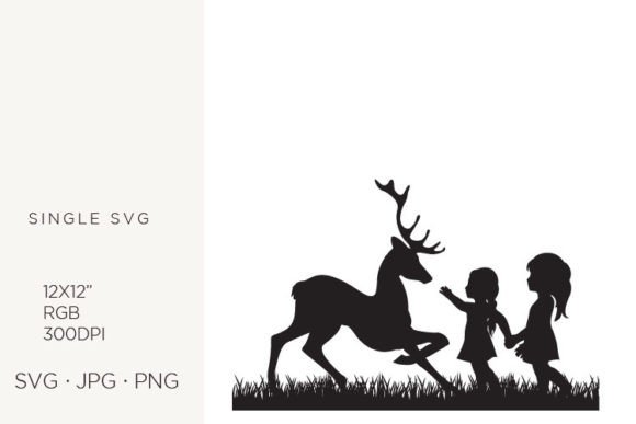 Little Girls with Deer: Graphics and Illustrations for Branding