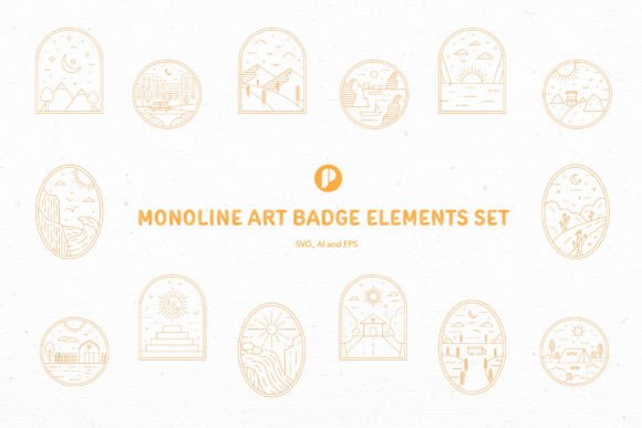 Monoline Art Badge: Graphics with Nature Artistry