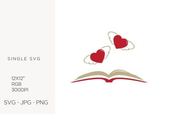 Open Book and Winged Hearts Graphics