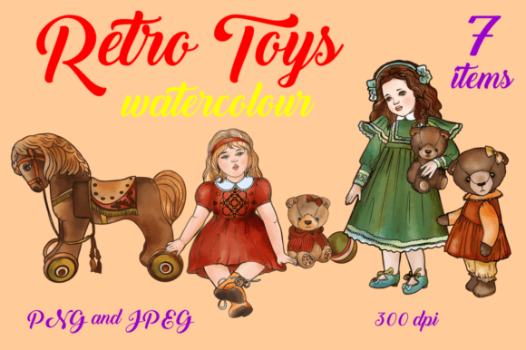 Retro Doll Valentine's Day Clipart PNG