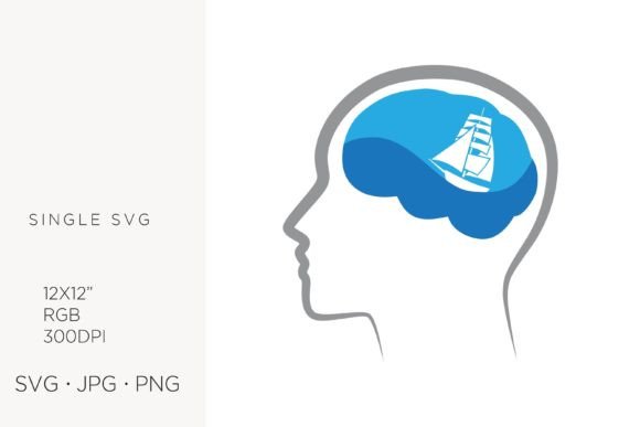 Sailboat and Ocean Wave Inside Brain