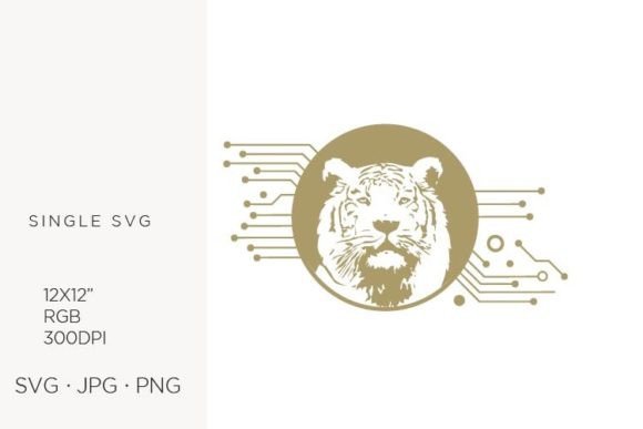Technology, Tiger, Vector Illustration